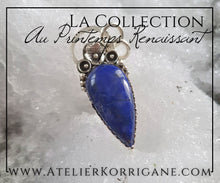 Charger l&#39;image dans la galerie, Pendentif Fleurs Printanières en Lapis Lazuli et Argent Massif Korrigane