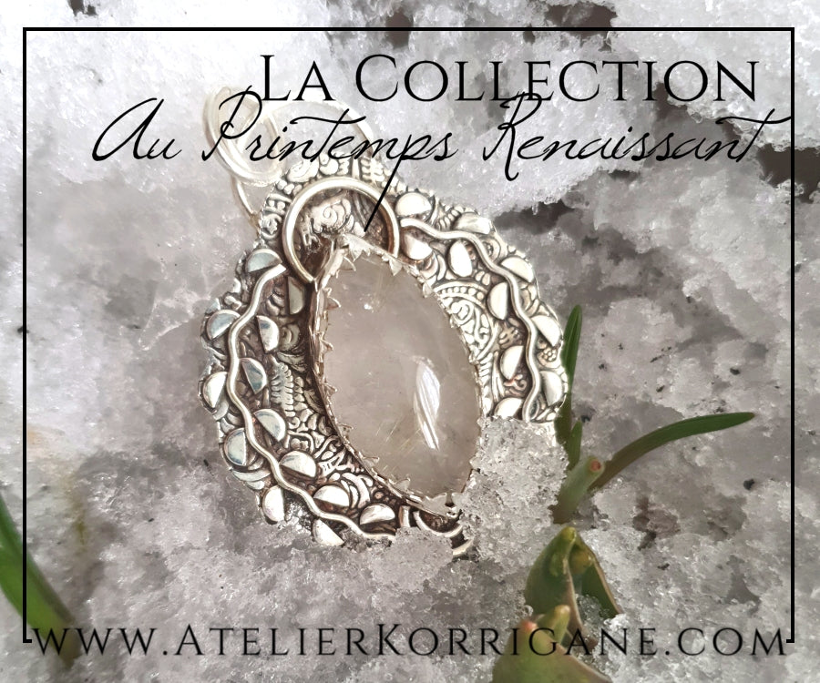 Pendentif Fleurs Printanières en Quartz et Argent Massif Korrigane