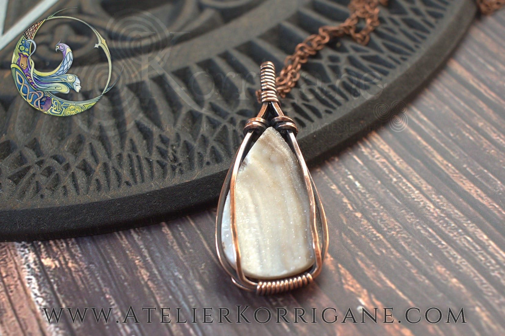 Pendentif Brumes en Agate Druze et Cuivre Korrigane