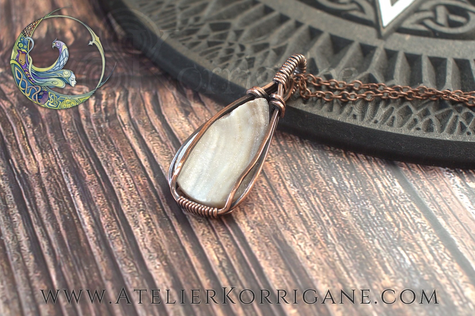 Pendentif Brumes en Agate Druze et Cuivre Korrigane
