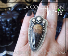 Charger l&#39;image dans la galerie, Bague Noctae en Agate Plume et Argent Korrigane