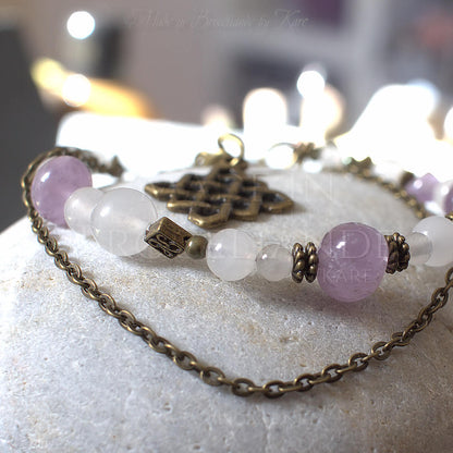 Bracelet Kendoniañ - Entrelacs Celtes - Améthyste, Jaspe & Quartz - Artisanat Made In Brocéliande - Bretagne - France - Lithothérapie Korrigane