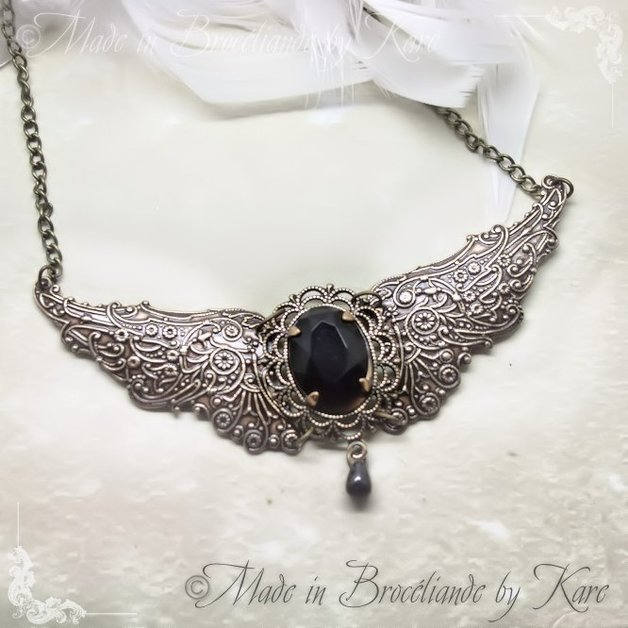 Bronze Vampire ailes Renaissance RAS de cou Collier Victorien Goth Korrigane