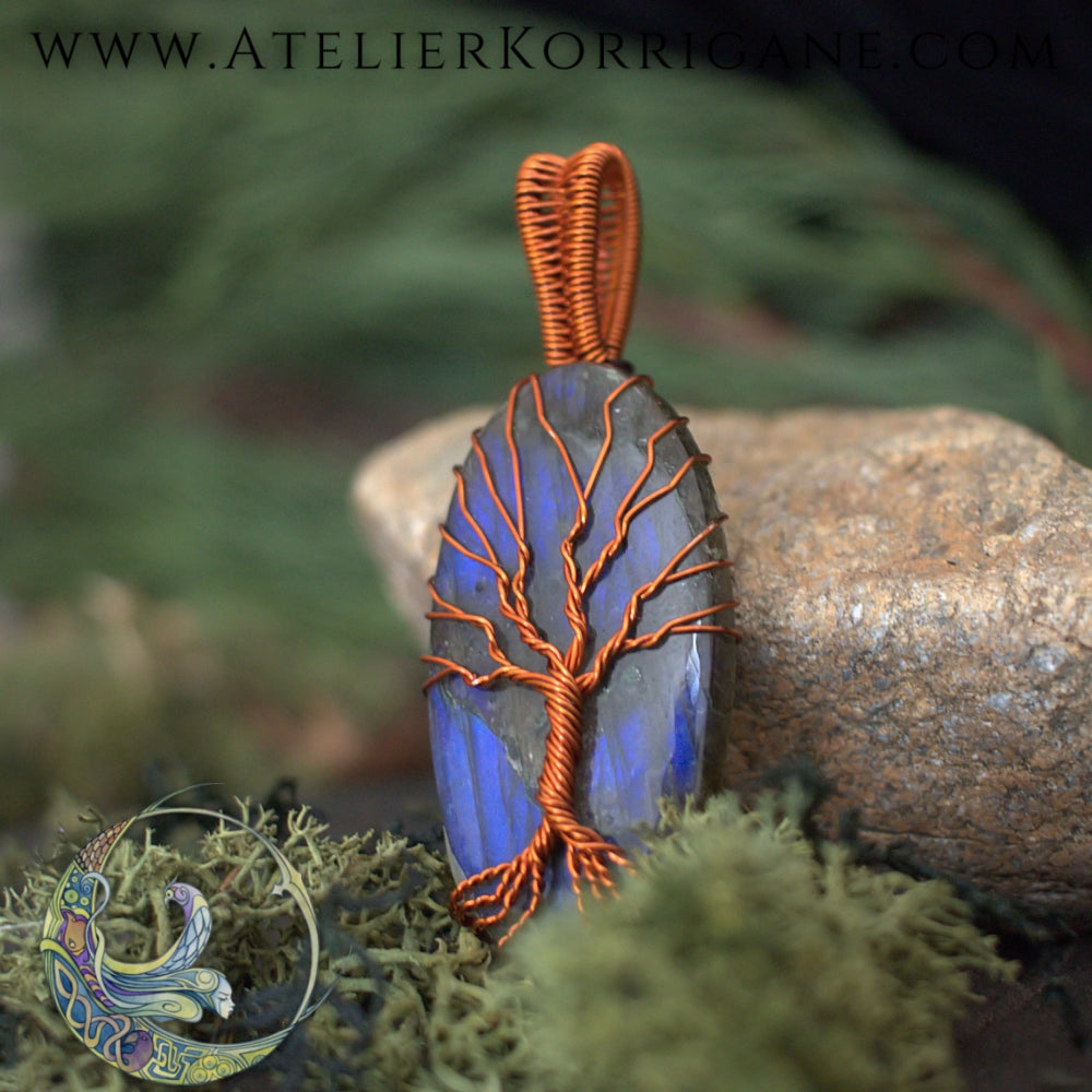 Collier Arbre de Vie Labradorite Bleue Korrigane