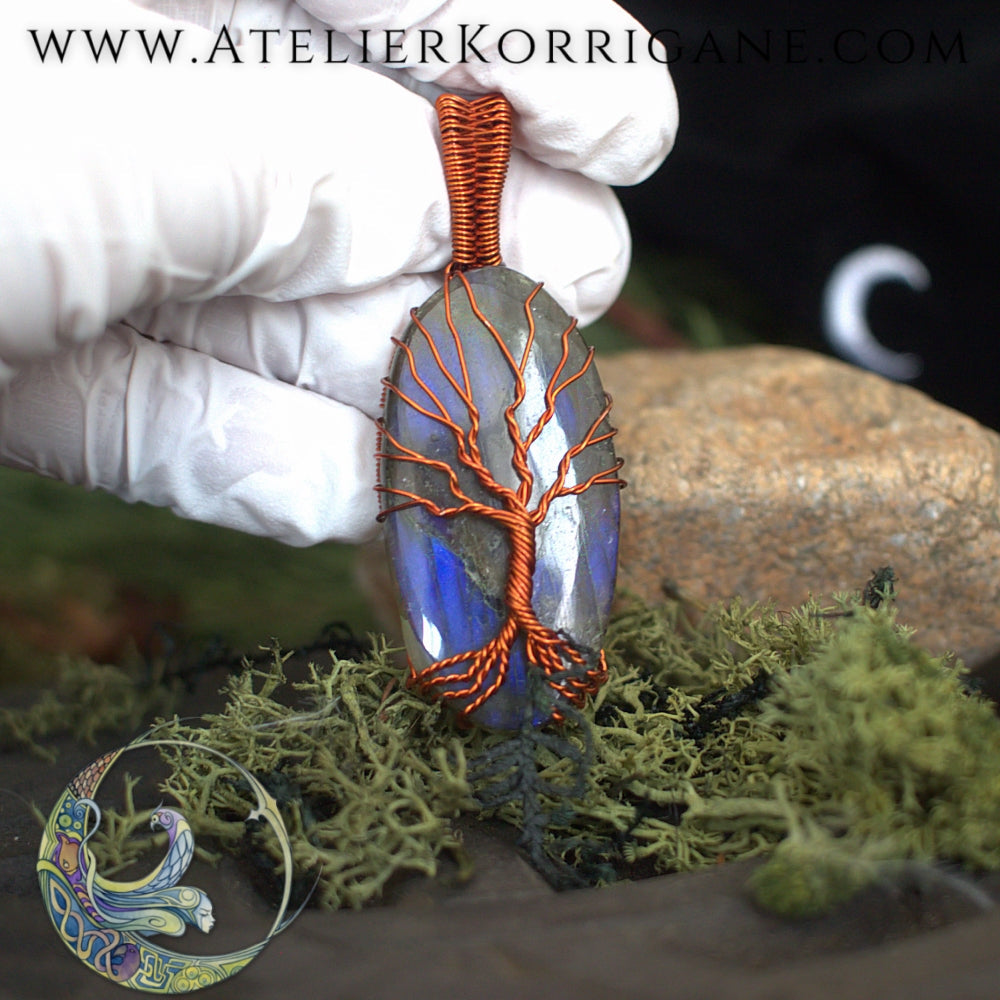 Collier Arbre de Vie Labradorite Bleue Korrigane