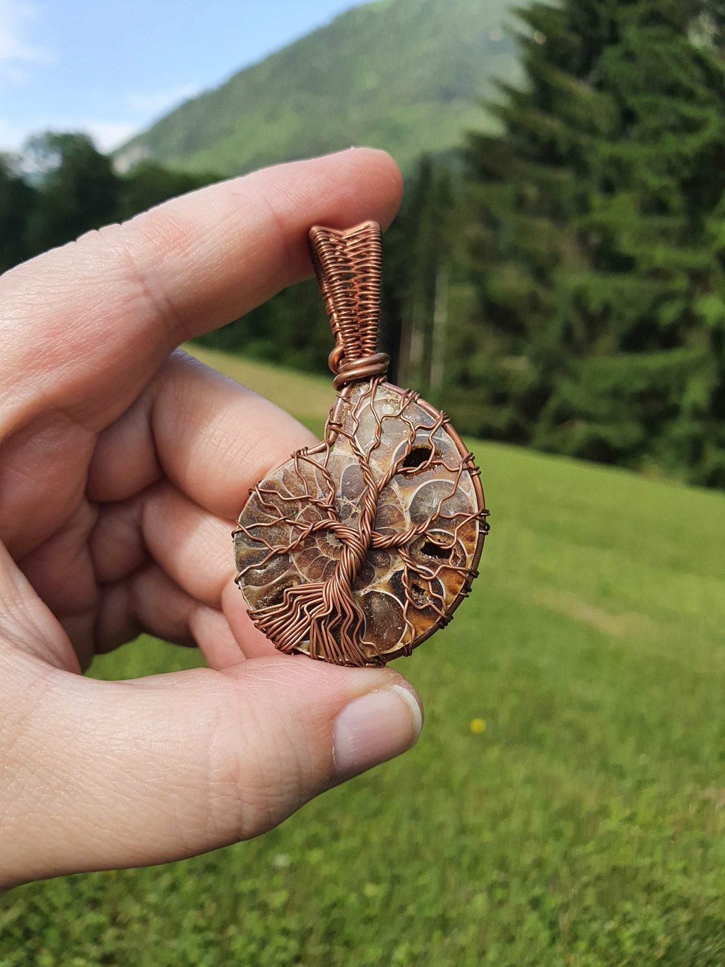 Collier Arbre de Vie en Ammonite Korrigane