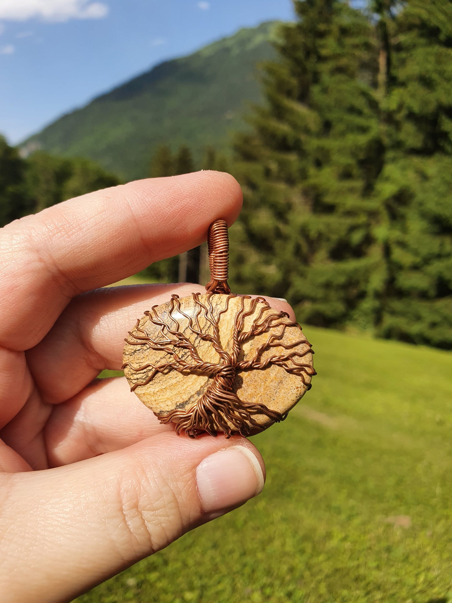 Collier Arbre de Vie en Jaspe Paysage Korrigane