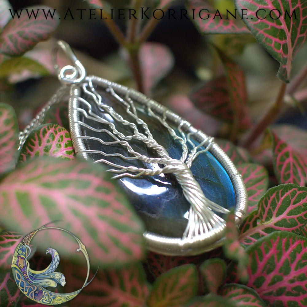 Collier Arbre de Vie en Labradorite et Argent Korrigane