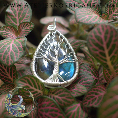 Collier Arbre de Vie en Labradorite et Argent Korrigane