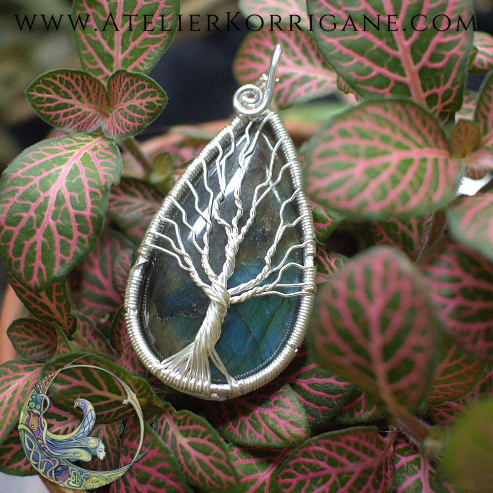 Collier Arbre de Vie en Labradorite et Argent Korrigane