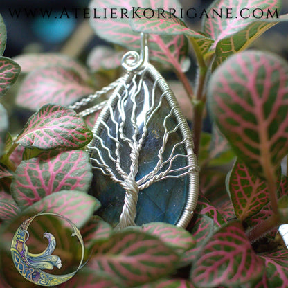 Collier Arbre de Vie en Labradorite et Argent Korrigane