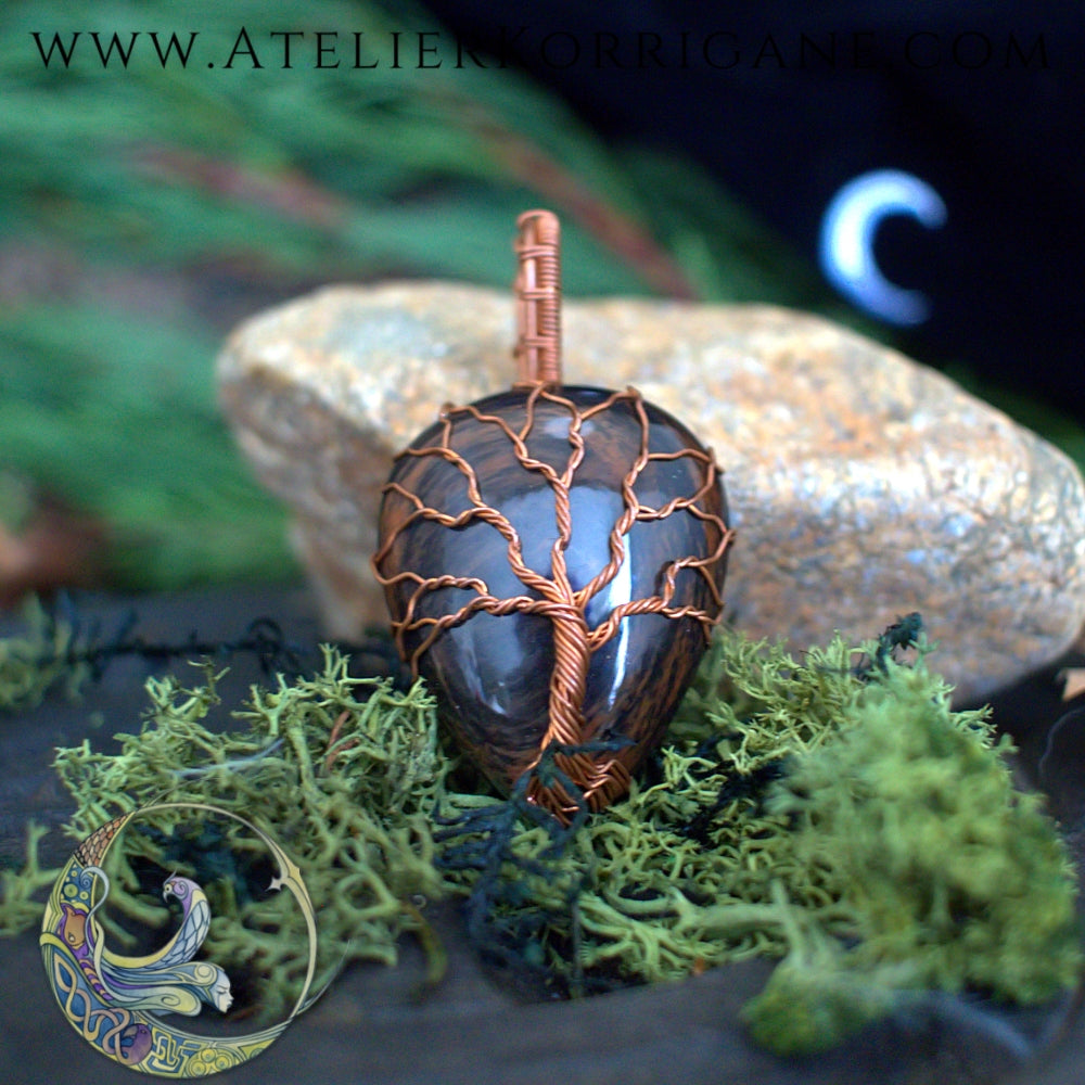 Collier Arbre de Vie en Obsidienne Korrigane