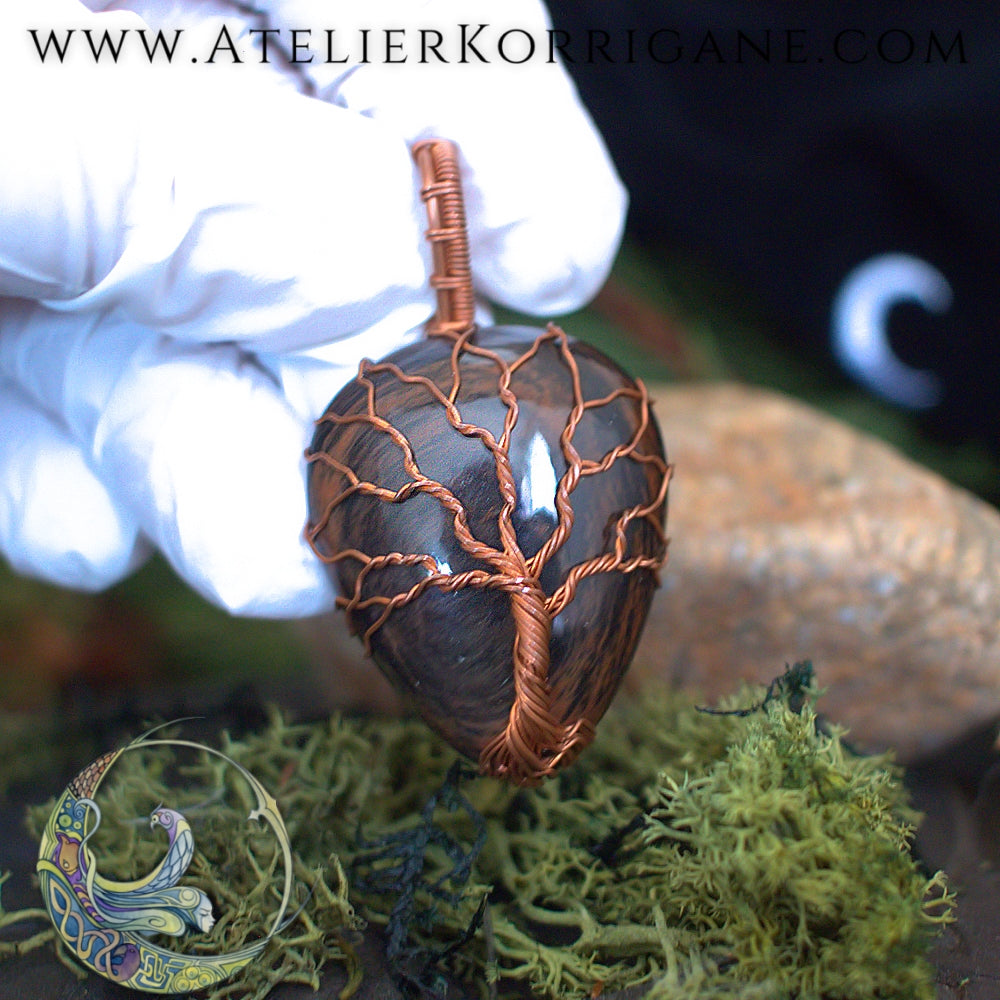 Collier Arbre de Vie en Obsidienne Korrigane