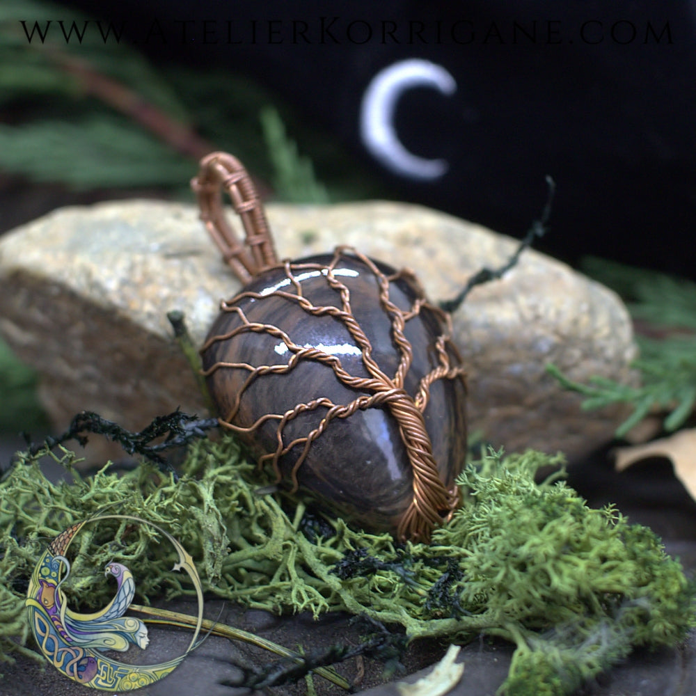 Collier Arbre de Vie en Obsidienne Korrigane