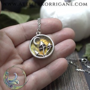 Collier Champignons et Labradorite - Les Botaniques Korrigane