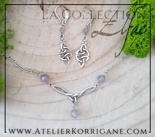 Collier Elfique en Labradorite avec Triquetra Celtique Korrigane