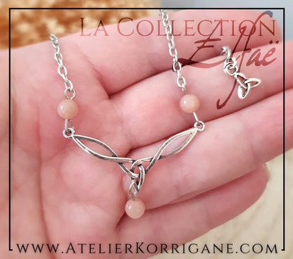 Collier Elfique en Pierre de Lune Pêche avec Triquetra Celtique Korrigane