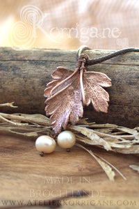Collier Feuille de Persil en perles véritables & cuivre Korrigane