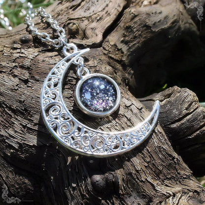 Collier "La Nuit" Lueur de Lune Celtique Noir Pailleté intense comme la nuit Korrigane