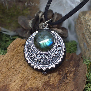 Collier Lune Labradorite "Lleuad" - Amulette Wicca Korrigane