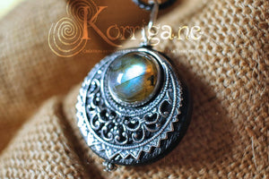 Collier Lune Labradorite "Lleuad" - Amulette Wicca Korrigane