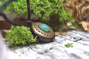 Collier de Protection Pendentif 'Amddiffyn' - Amulette - Bois Aventurine - Wicca Korrigane
