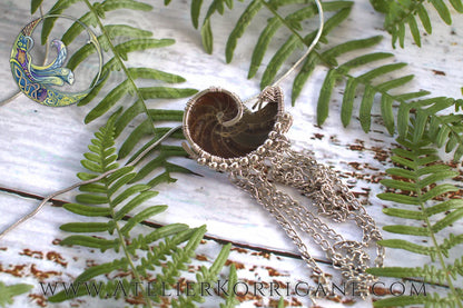 Collier en Ammonite et Cuivre étamé Korrigane