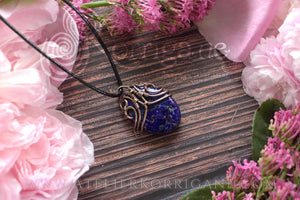 Collier en Lapis Lazuli et cuivre rhodie Korrigane
