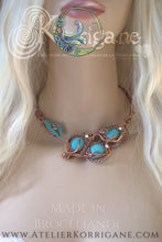 Charger l&#39;image dans la galerie, collier torque femme celtique cuivre turquoise