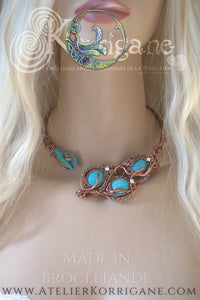 collier torque femme celtique cuivre turquoise