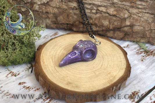 Pendentif Totem Corbeau Violet Korrigane