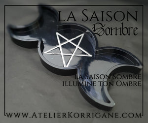 Coupelle Triple Lune noire avec pentagramme pour votre autel Korrigane