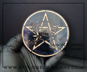 Plaque Pentagramme et Lune Décoration Autel Korrigane