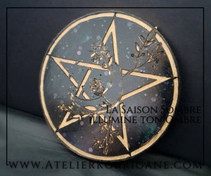 Plaque Pentagramme et Lune Décoration Autel Korrigane