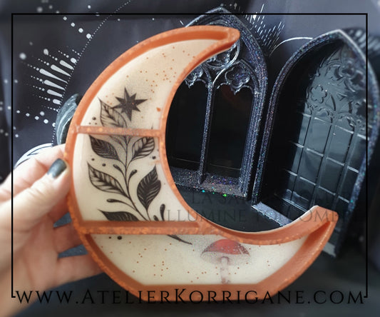 Petite Etagère Lune Douceur Automnale pour Cristaux et Pierres Korrigane
