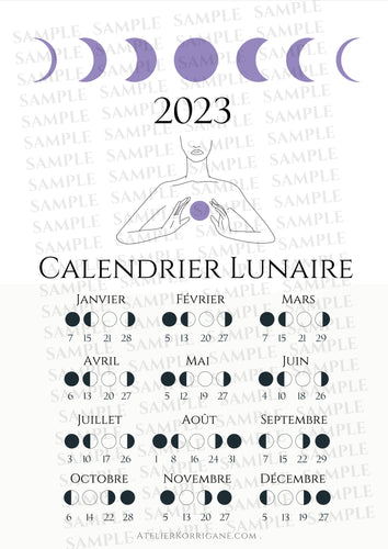 MoonPhases Calendrier Lunaire 2023 à imprimer Korrigane