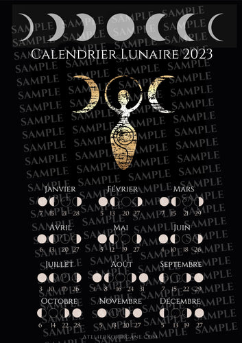 Triple Moon Goddess Calendrier Lunaire 2023 à imprimer Korrigane