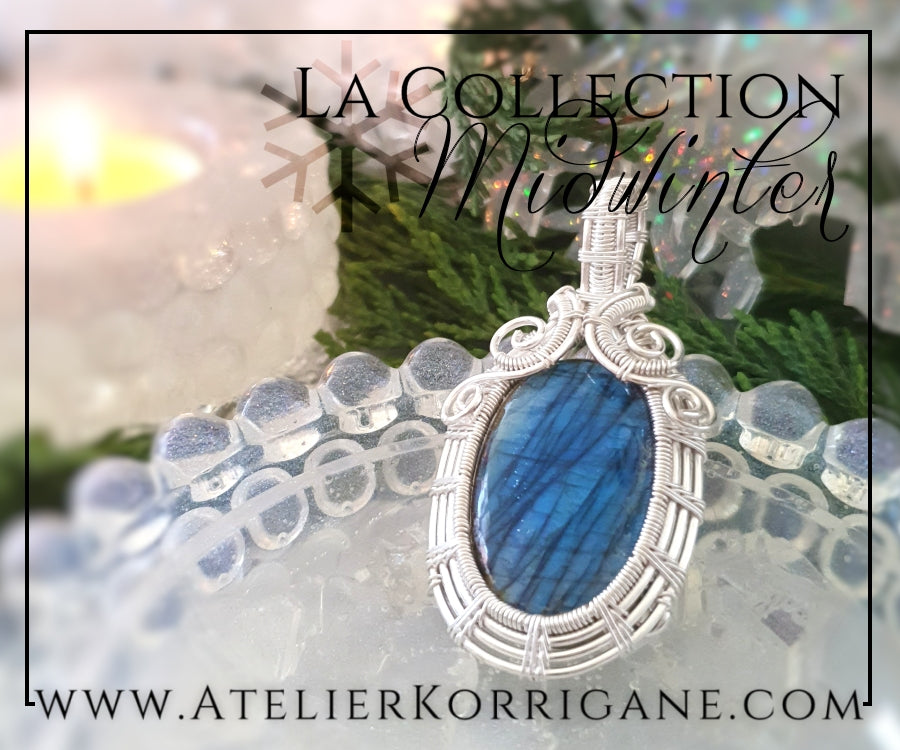 Pendentif en Labradorite bleue et Argent Massif Korrigane