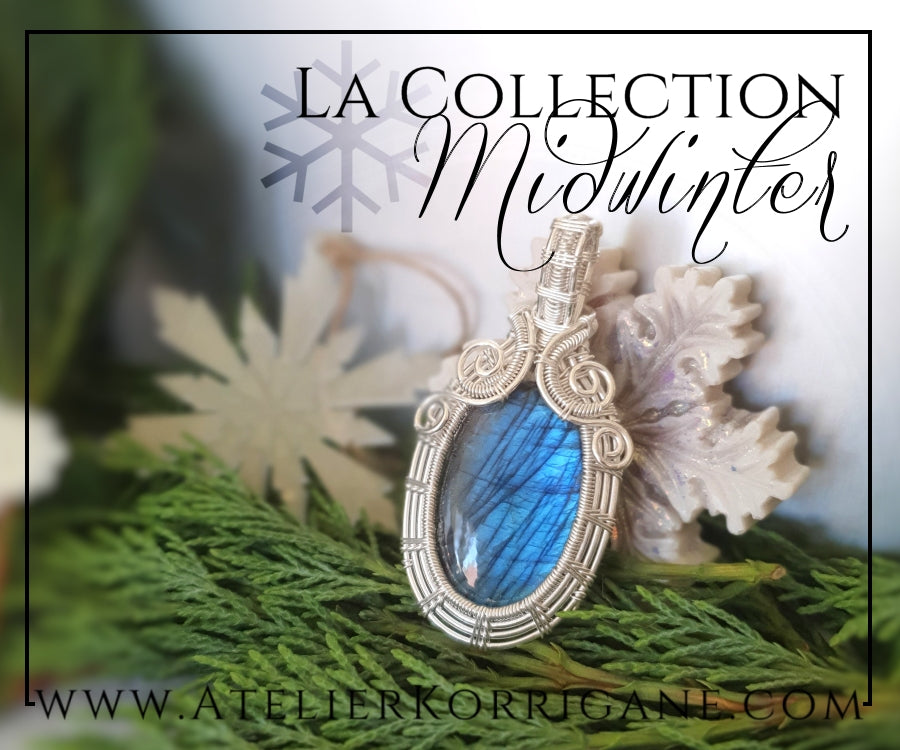 Pendentif en Labradorite bleue et Argent Massif Korrigane