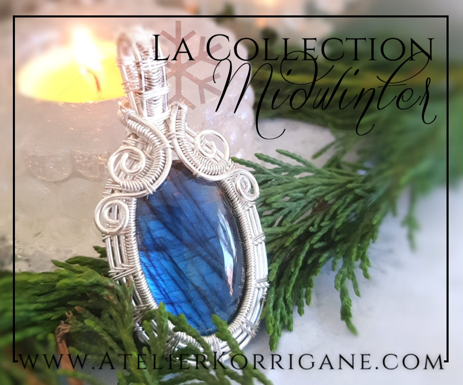 Pendentif en Labradorite bleue et Argent Massif Korrigane