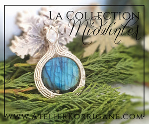 Pendentif en Labradorite blanche et bleue et Argent Massif Korrigane