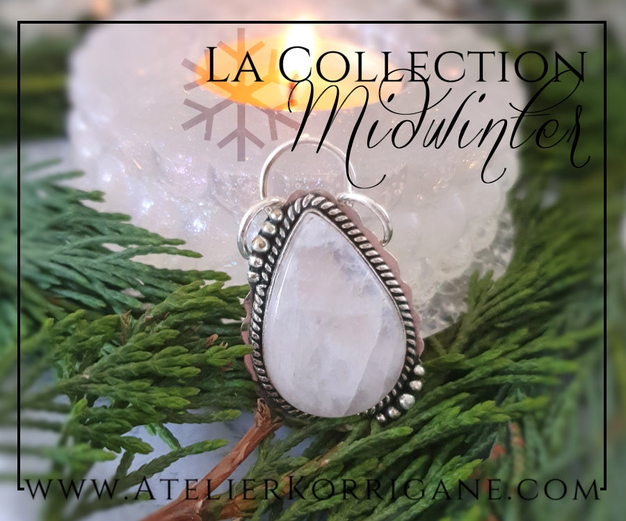 Pendentif en Labradorite blanche et Argent Massif Korrigane