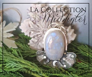 Pendentif Nuit Hivernale en Labradorite blanche et Argent Massif Korrigane