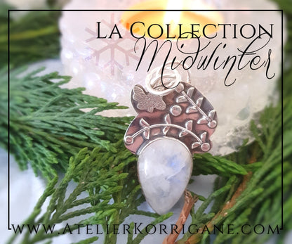 Pendentif Souvenirs d'Hiver en Labradorite blanche et Argent Massif Korrigane