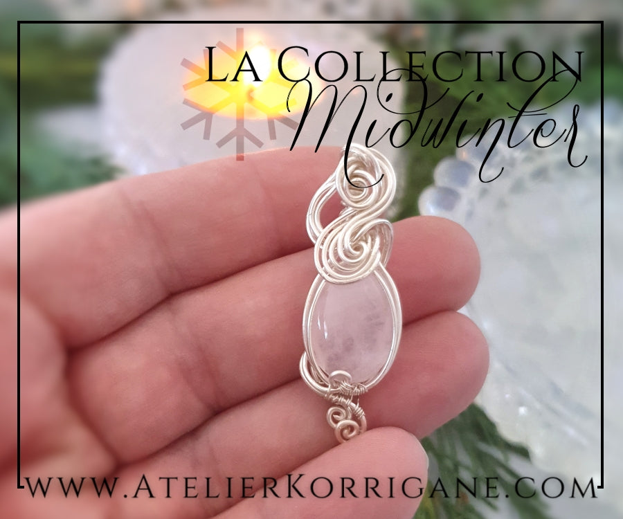 Pendentif en Quartz Rose et Argent Massif Korrigane