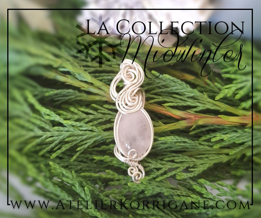 Pendentif en Quartz Rose et Argent Massif Korrigane