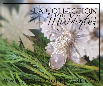 Pendentif en Quartz Rose et Argent Massif Korrigane