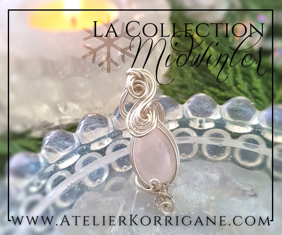 Pendentif en Quartz Rose et Argent Massif Korrigane