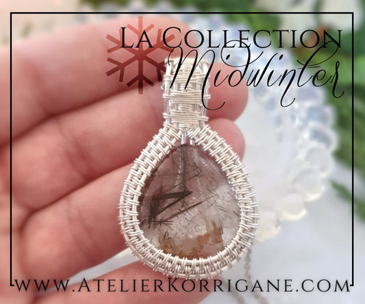 Pendentif en Quartz Rutile et Argent Massif Korrigane