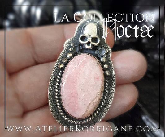 Pendentif Noctae en Opale Rose et Argent Korrigane